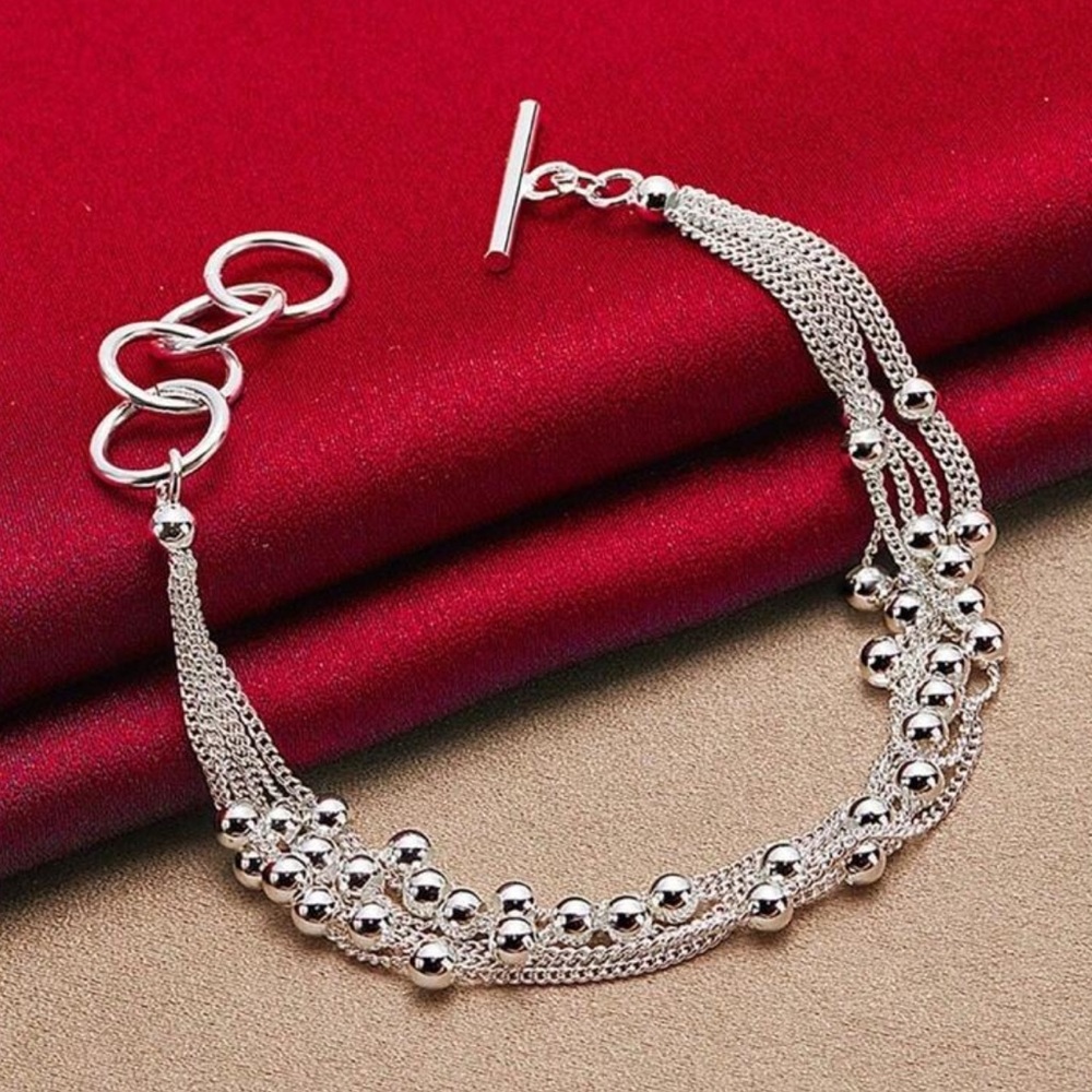 925 Smooth Beads Multi-Chain Bracelet
